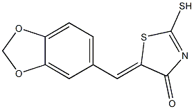 5-[(E)-1,3-benzodioxol-5-ylmethylidene]-2-sulfanyl-1,3-thiazol-4(5H)-one 化学構造式