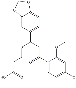3-{[1-(1,3-benzodioxol-5-yl)-3-(2,4-dimethoxyphenyl)-3-oxopropyl]thio}propanoic acid 结构式