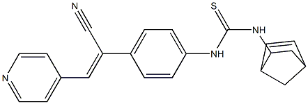 N-bicyclo[2.2.1]hept-5-en-2-yl-N'-{4-[1-cyano-2-(4-pyridyl)vinyl]phenyl}thiourea Structure