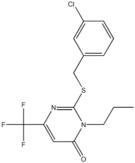 2-[(3-chlorobenzyl)sulfanyl]-3-propyl-6-(trifluoromethyl)-4(3H)-pyrimidinone Struktur
