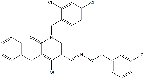  5-benzyl-1-(2,4-dichlorobenzyl)-4-hydroxy-6-oxo-1,6-dihydro-3-pyridinecarbaldehyde O-(3-chlorobenzyl)oxime