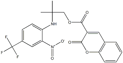 2-methyl-2-[2-nitro-4-(trifluoromethyl)anilino]propyl 2-oxo-2H-chromene-3-carboxylate 化学構造式