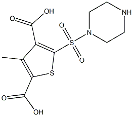 3-methyl-5-(piperazin-1-ylsulfonyl)thiophene-2,4-dicarboxylic acid 化学構造式