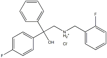 N-(2-fluorobenzyl)-2-(4-fluorophenyl)-2-hydroxy-2-phenyl-1-ethanaminium chloride Struktur