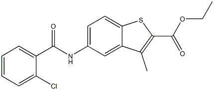 ethyl 5-[(2-chlorobenzoyl)amino]-3-methylbenzo[b]thiophene-2-carboxylate,,结构式