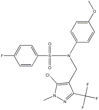 N-{[5-chloro-1-methyl-3-(trifluoromethyl)-1H-pyrazol-4-yl]methyl}-4-fluoro-N-(4-methoxyphenyl)benzenesulfonamide Struktur
