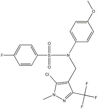 N-{[5-chloro-1-methyl-3-(trifluoromethyl)-1H-pyrazol-4-yl]methyl}-4-fluoro-N-(4-methoxyphenyl)benzenesulfonamide Structure