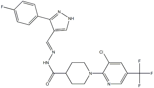  1-[3-chloro-5-(trifluoromethyl)-2-pyridinyl]-N'-{(E)-[3-(4-fluorophenyl)-1H-pyrazol-4-yl]methylidene}-4-piperidinecarbohydrazide