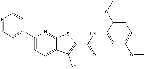 3-amino-N-(2,5-dimethoxyphenyl)-6-(4-pyridinyl)thieno[2,3-b]pyridine-2-carboxamide 化学構造式