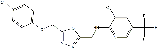 3-chloro-N-({5-[(4-chlorophenoxy)methyl]-1,3,4-oxadiazol-2-yl}methyl)-5-(trifluoromethyl)-2-pyridinamine,,结构式