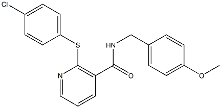 2-[(4-chlorophenyl)sulfanyl]-N-(4-methoxybenzyl)nicotinamide,,结构式