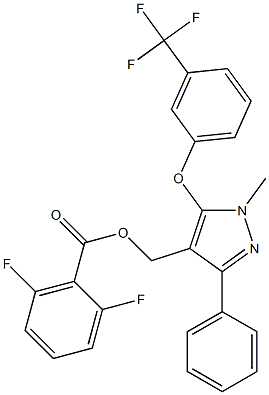 {1-methyl-3-phenyl-5-[3-(trifluoromethyl)phenoxy]-1H-pyrazol-4-yl}methyl 2,6-difluorobenzenecarboxylate Struktur