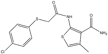 2-({2-[(4-chlorophenyl)thio]acetyl}amino)-4-methylthiophene-3-carboxamide,,结构式
