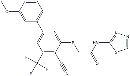2-{[3-cyano-6-(3-methoxyphenyl)-4-(trifluoromethyl)-2-pyridinyl]sulfanyl}-N-(1,3,4-thiadiazol-2-yl)acetamide