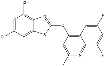 4,6-dichloro-2-[(6,8-difluoro-2-methyl-4-quinolyl)oxy]-1,3-benzothiazole Structure