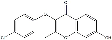 3-(4-chlorophenoxy)-7-hydroxy-2-methyl-4H-chromen-4-one Struktur