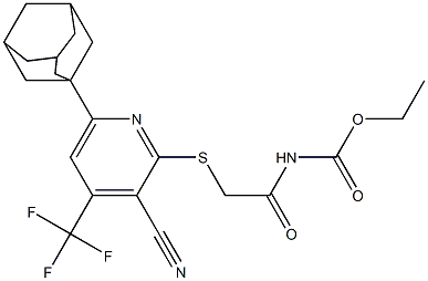 ethyl N-(2-{[6-(1-adamantyl)-3-cyano-4-(trifluoromethyl)-2-pyridinyl]sulfanyl}acetyl)carbamate Structure