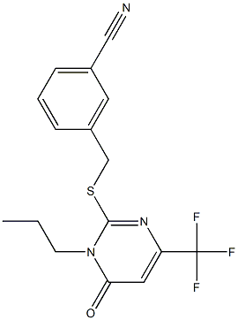 3-({[6-oxo-1-propyl-4-(trifluoromethyl)-1,6-dihydro-2-pyrimidinyl]sulfanyl}methyl)benzenecarbonitrile Structure