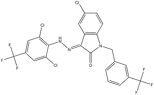 5-chloro-1-[3-(trifluoromethyl)benzyl]-1H-indole-2,3-dione 3-{N-[2,6-dichloro-4-(trifluoromethyl)phenyl]hydrazone} Structure