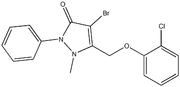 4-bromo-5-[(2-chlorophenoxy)methyl]-1-methyl-2-phenyl-1,2-dihydro-3H-pyrazol-3-one,,结构式