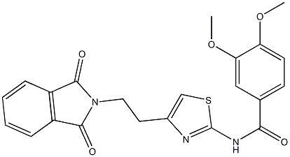 N-{4-[2-(1,3-dioxo-1,3-dihydro-2H-isoindol-2-yl)ethyl]-1,3-thiazol-2-yl}-3,4-dimethoxybenzenecarboxamide Struktur