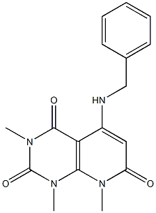 5-(benzylamino)-1,3,8-trimethyl-1,2,3,4,7,8-hexahydropyrido[2,3-d]pyrimidine-2,4,7-trione 结构式