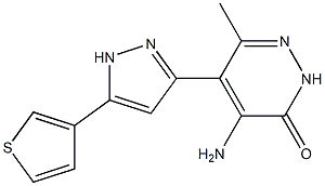 4-amino-6-methyl-5-[5-(3-thienyl)-1H-pyrazol-3-yl]-2,3-dihydropyridazin-3-one,,结构式