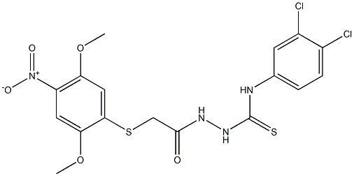 N1-(3,4-dichlorophenyl)-2-{2-[(2,5-dimethoxy-4-nitrophenyl)thio]acetyl}hydrazine-1-carbothioamide Structure