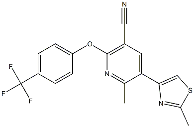 6-methyl-5-(2-methyl-1,3-thiazol-4-yl)-2-[4-(trifluoromethyl)phenoxy]nicotinonitrile Struktur