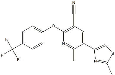 6-methyl-5-(2-methyl-1,3-thiazol-4-yl)-2-[4-(trifluoromethyl)phenoxy]nicotinonitrile 化学構造式