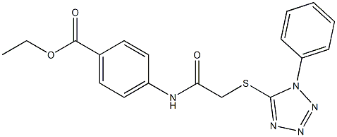 ethyl 4-({2-[(1-phenyl-1H-1,2,3,4-tetraazol-5-yl)sulfanyl]acetyl}amino)benzenecarboxylate,,结构式