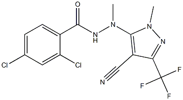 2,4-dichloro-N'-[4-cyano-1-methyl-3-(trifluoromethyl)-1H-pyrazol-5-yl]-N'-methylbenzenecarbohydrazide 化学構造式