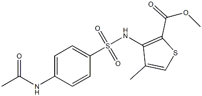 methyl 3-({[4-(acetylamino)phenyl]sulfonyl}amino)-4-methylthiophene-2-carboxylate 化学構造式