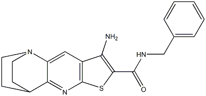 5-amino-N-benzyl-7-thia-1,9-diazatetracyclo[9.2.2.0~2,10~.0~4,8~]pentadeca-2,4(8),5,9-tetraene-6-carboxamide Struktur