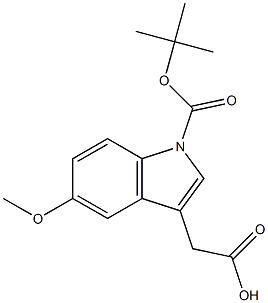 2-(1-(tert-butoxycarbonyl)-5-methoxy-1H-indol-3-yl)acetic acid,,结构式