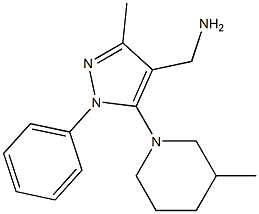 [3-methyl-5-(3-methylpiperidin-1-yl)-1-phenyl-1H-pyrazol-4-yl]methanamine,,结构式