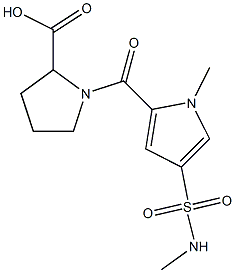 1-({1-methyl-4-[(methylamino)sulfonyl]-1H-pyrrol-2-yl}carbonyl)pyrrolidine-2-carboxylic acid 化学構造式