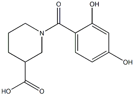 1-(2,4-dihydroxybenzoyl)piperidine-3-carboxylic acid 化学構造式