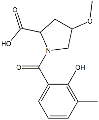 1-(2-hydroxy-3-methylbenzoyl)-4-methoxypyrrolidine-2-carboxylic acid,,结构式