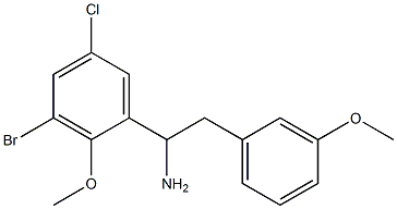 1-(3-bromo-5-chloro-2-methoxyphenyl)-2-(3-methoxyphenyl)ethan-1-amine,,结构式