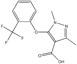 1,3-dimethyl-5-[2-(trifluoromethyl)phenoxy]-1H-pyrazole-4-carboxylic acid 化学構造式
