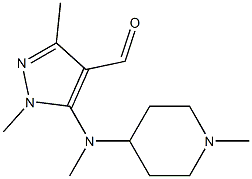 1,3-dimethyl-5-[methyl(1-methylpiperidin-4-yl)amino]-1H-pyrazole-4-carbaldehyde,,结构式