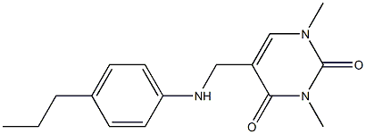 1,3-dimethyl-5-{[(4-propylphenyl)amino]methyl}-1,2,3,4-tetrahydropyrimidine-2,4-dione Struktur