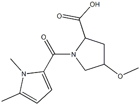 1-[(1,5-dimethyl-1H-pyrrol-2-yl)carbonyl]-4-methoxypyrrolidine-2-carboxylic acid 结构式