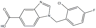 1-[(2-chloro-4-fluorophenyl)methyl]-1H-1,3-benzodiazole-5-carboxylic acid,,结构式