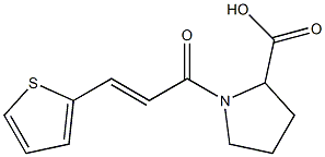 1-[(2E)-3-thien-2-ylprop-2-enoyl]pyrrolidine-2-carboxylic acid 化学構造式