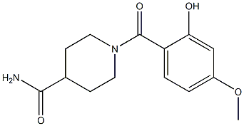 1-[(2-hydroxy-4-methoxyphenyl)carbonyl]piperidine-4-carboxamide Struktur