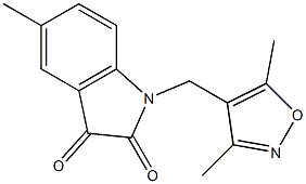 1-[(3,5-dimethyl-1,2-oxazol-4-yl)methyl]-5-methyl-2,3-dihydro-1H-indole-2,3-dione 化学構造式