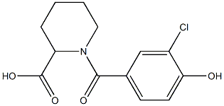 1-[(3-chloro-4-hydroxyphenyl)carbonyl]piperidine-2-carboxylic acid Structure