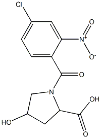 1-[(4-chloro-2-nitrophenyl)carbonyl]-4-hydroxypyrrolidine-2-carboxylic acid 结构式